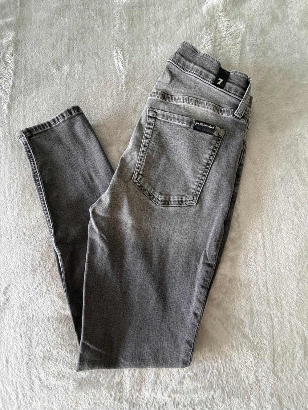 7 For All Mankind Grey Denim Jeans - Back Pocket Detail